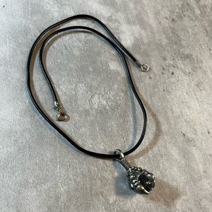 Pewter Claw and Ball Pendant with Black Leather Cord Necklace